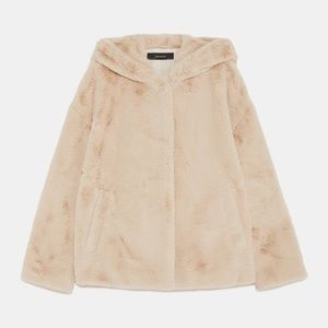 Zara hooded faux fur jacket